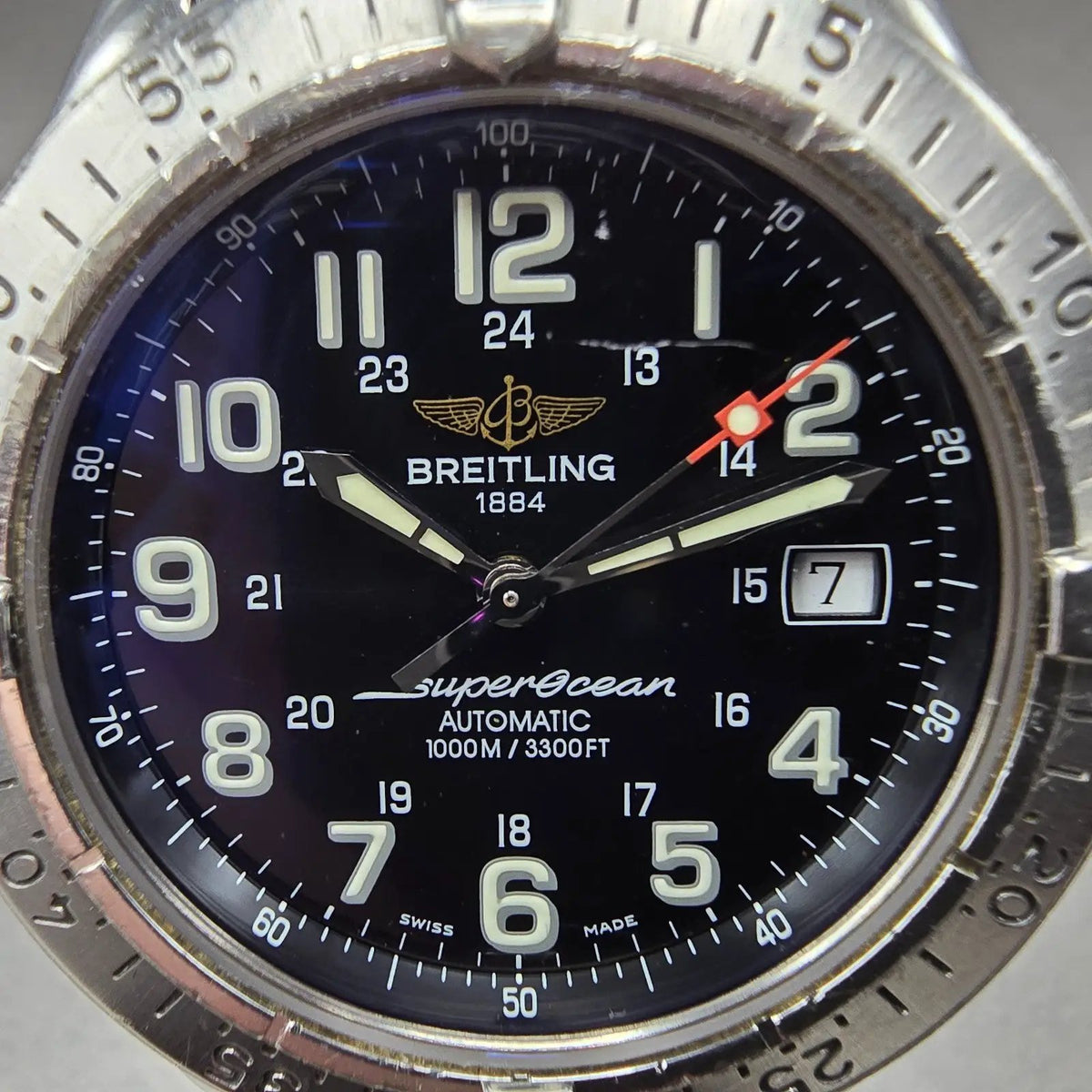 Breitling Superocean Automatic Watch Men 41mm Black Dial Steel Date A17340 W/Box2