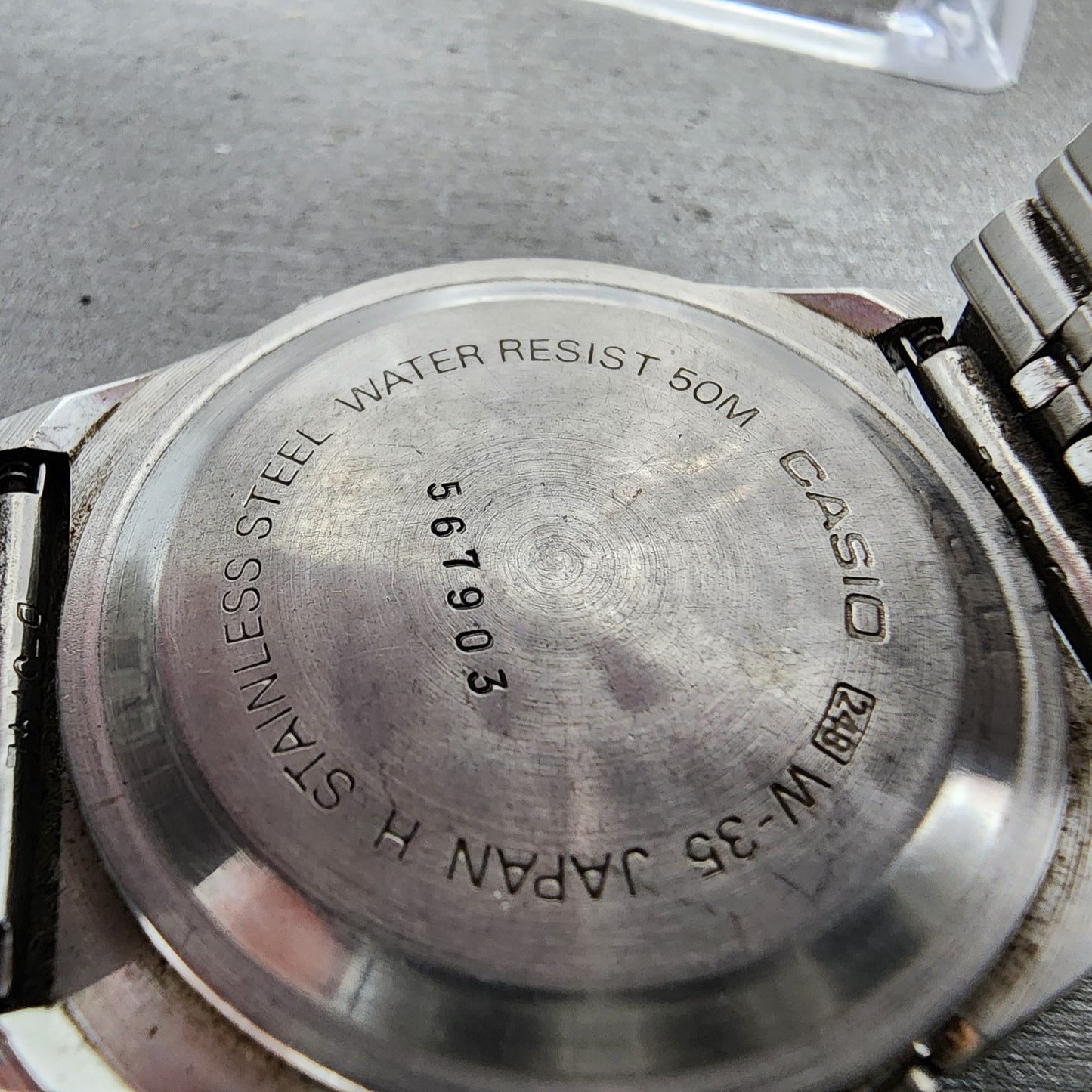 Casio W35 Watch Men 36mm Silver Tone LCD Alarm Chrono New  Battery9