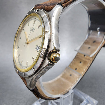 Citizen Watch Men 35mm Champagne Dial Two Tone Date 5510S54678 VTG PARTS3