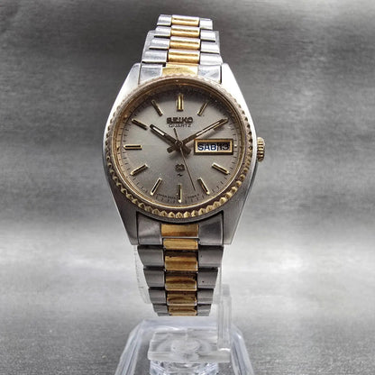 Seiko SQ Watch Women 24mm Gray Dial Two Tone Daydate Round 8523-0050 New Battery5