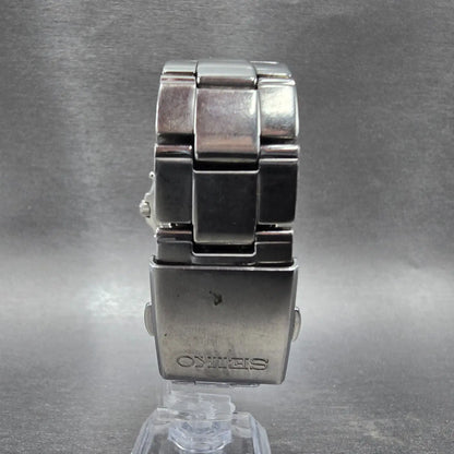 Seiko Solar Watch Men 38mm White Dial Silver Tone Date Atomic 7B52-0AG0 READ!!!!8