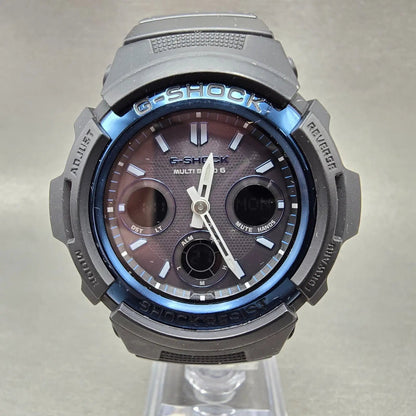Casio G-Shock AWG-M100A Watch Men 47mm Black Blue Alarm Chrono Solar Works0