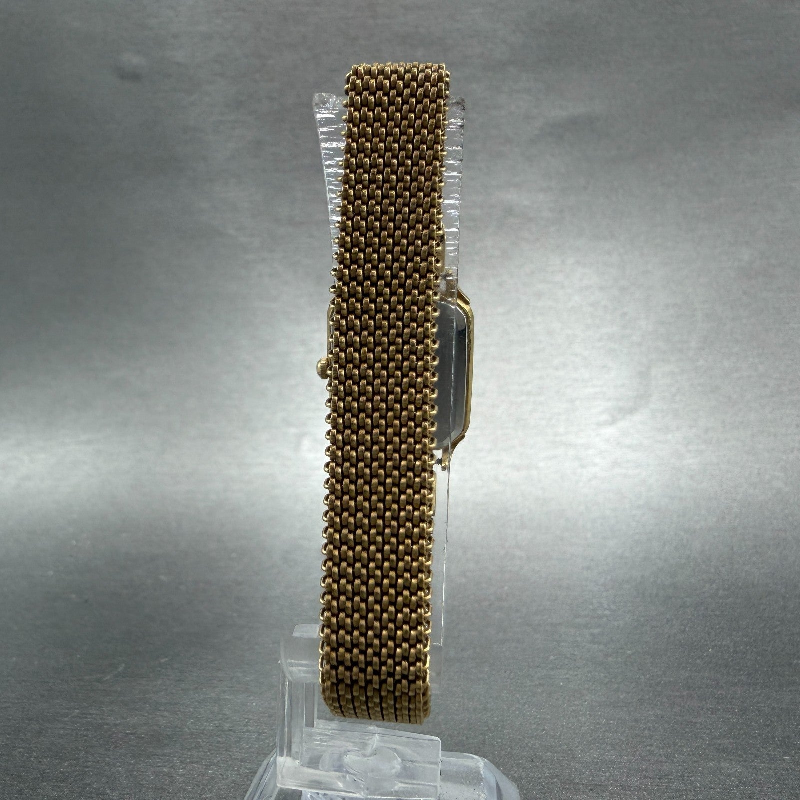 Seiko Tank Watch Women 20mm Champagne Dial Gold Tone 7321-5270 New Battery7