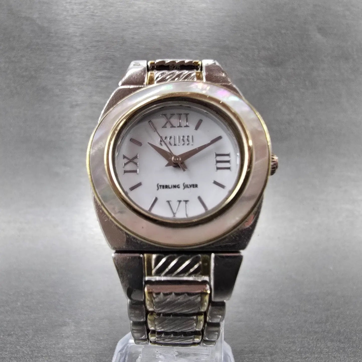 Ecclissi Watch Women 28mm White Dial Two Tone Sterling Silver 33035 New Battery6