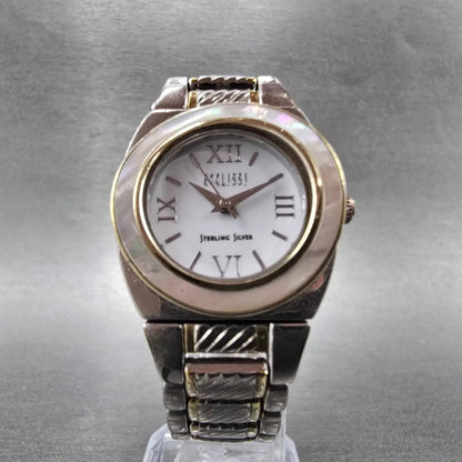 Ecclissi Watch Women 28mm White Dial Two Tone Sterling Silver 33035 New Battery6
