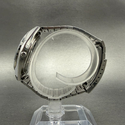 Citizen CQ Crystron Watch Men 35mm Silver Dial Steel Daydate 4-730364 NewBattery6