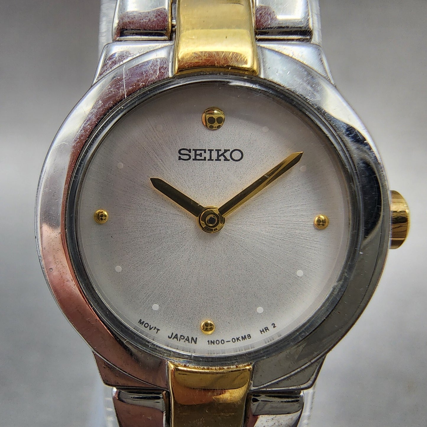 Seiko Watch Women 2mm White Dial Two Tone Round 1n000gm0 New Battery1