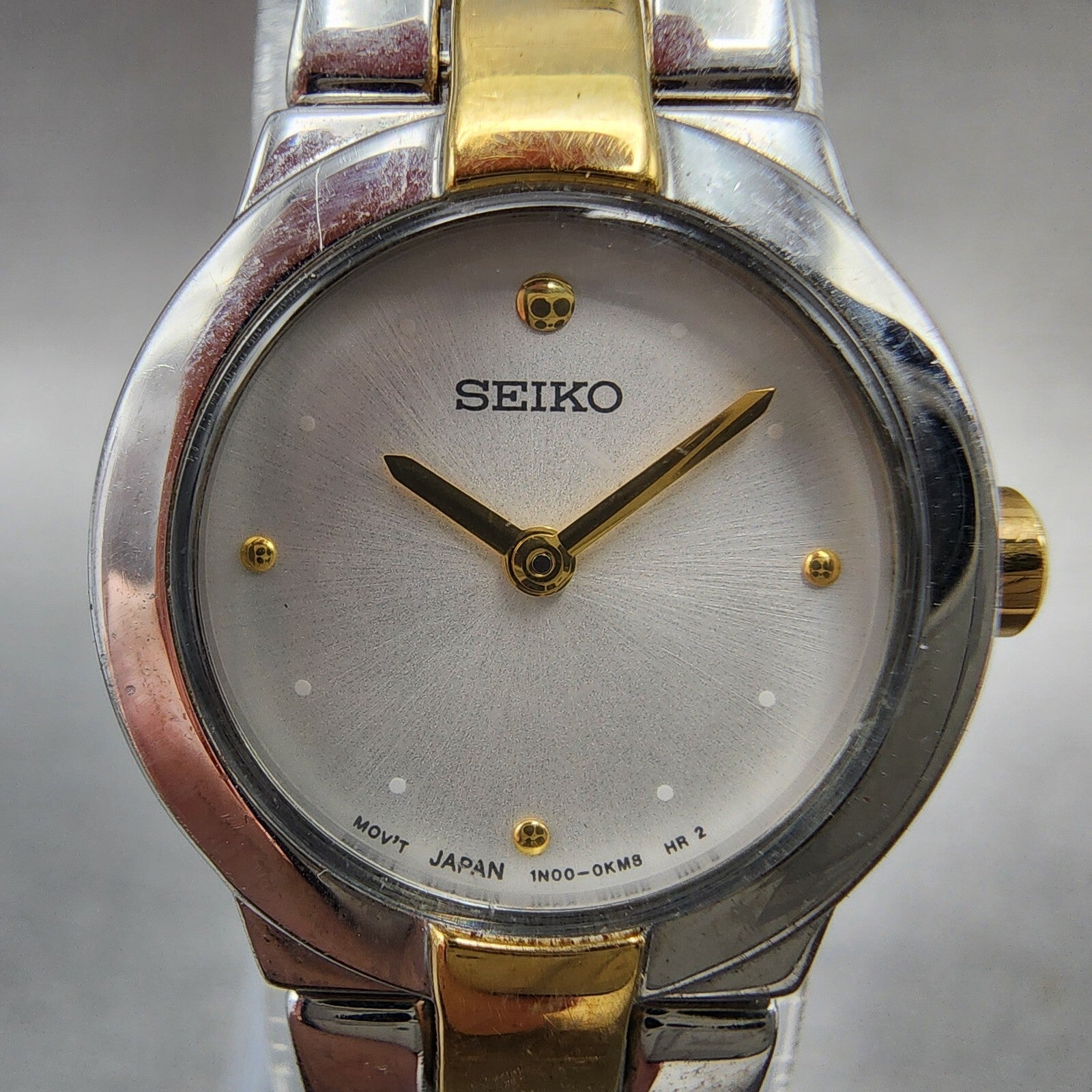 Seiko Watch Women 2mm White Dial Two Tone Round 1n000gm0 New Battery1