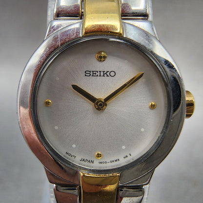 Seiko Watch Women 2mm White Dial Two Tone Round 1n000gm0 New Battery1