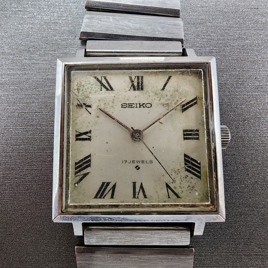 VTG Seiko Watch Men 30mm White Dial Silver Tone Manual Wind 665010 PARTS0
