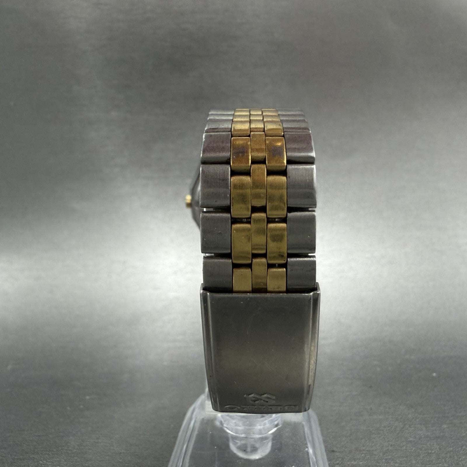 Seiko SQ Watch Men 33mm Blue Dial Two Tone Daydate Round 5Y23-6A39 New Battery7
