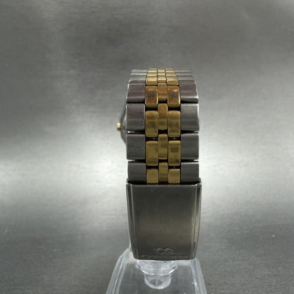Seiko SQ Watch Men 33mm Blue Dial Two Tone Daydate Round 5Y23-6A39 New Battery7