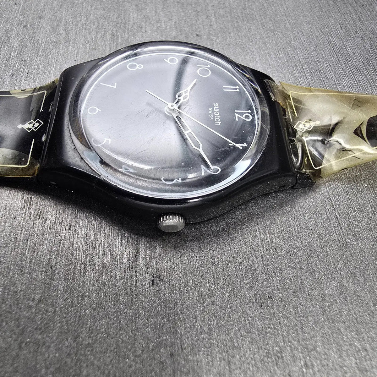Swatch 1920 Watch Men 34mm Black Dial Black Case Round GB275 New Battery READ4