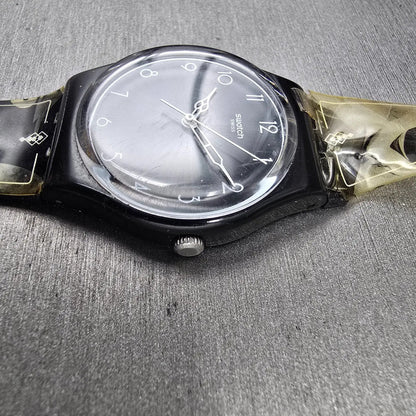 Swatch 1920 Watch Men 34mm Black Dial Black Case Round GB275 New Battery READ4