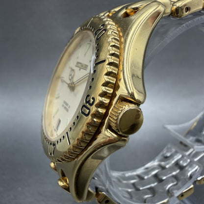 Wittnauer Odyssey 10 Dive Watch Men Cream Dial Gold Tone Date Round New Battery2
