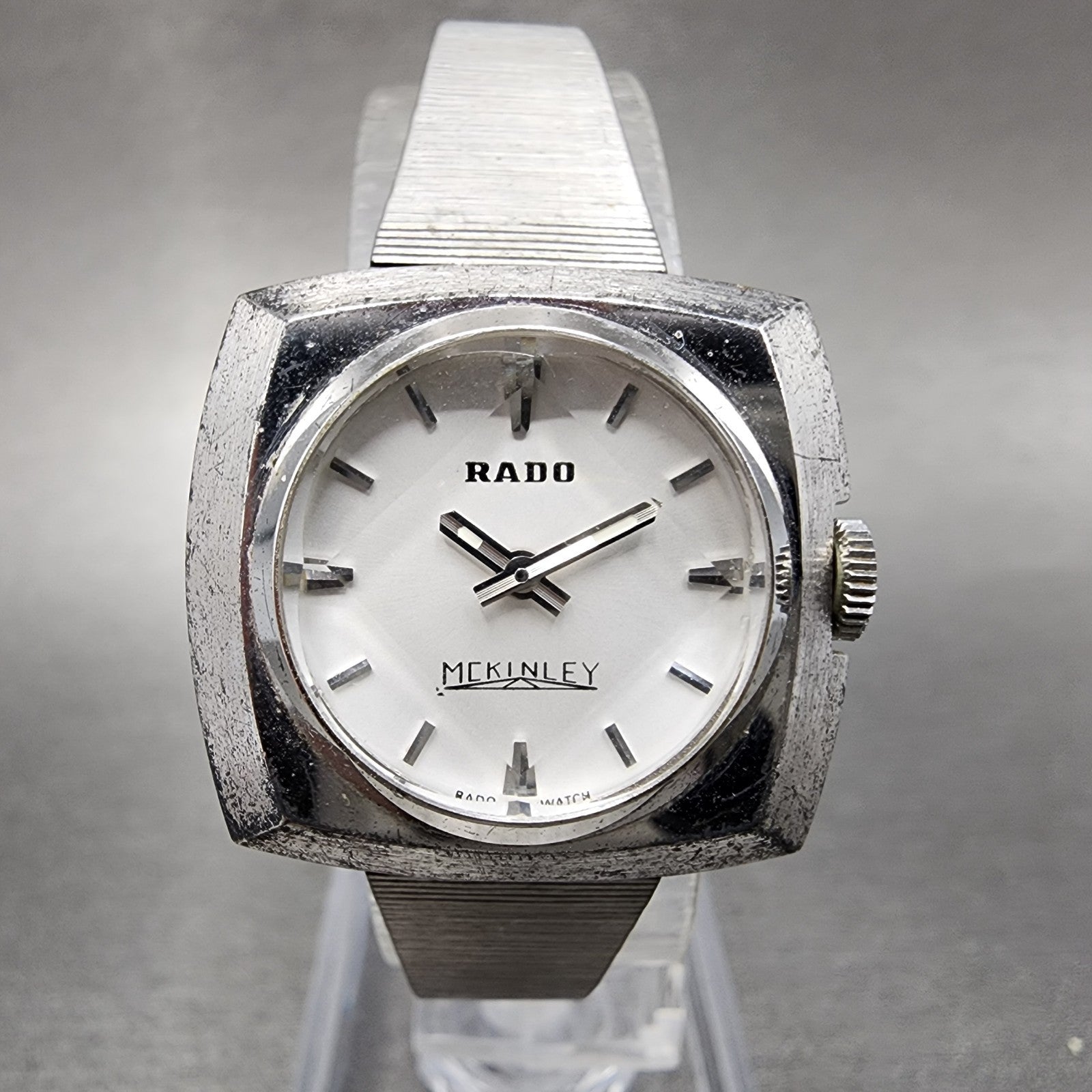 Rado Mckinley Watch Women 25mm White Dial Silver Tone Cushion manual Wind PARTS2