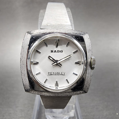 Rado Mckinley Watch Women 25mm White Dial Silver Tone Cushion manual Wind PARTS2
