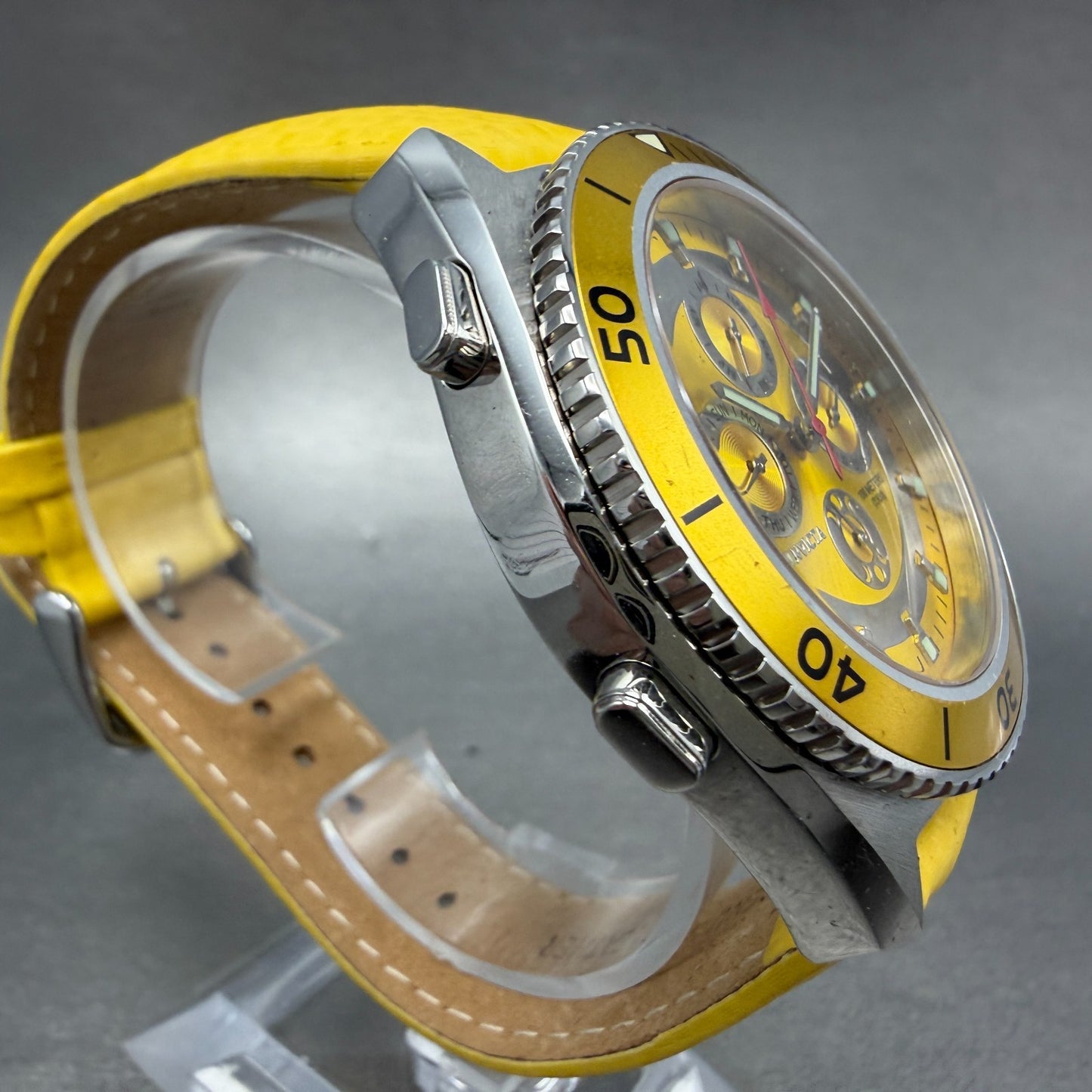 Invicta Triple Calendar Watch men 45mm Yellow Dial Steel 2918 PARTS5