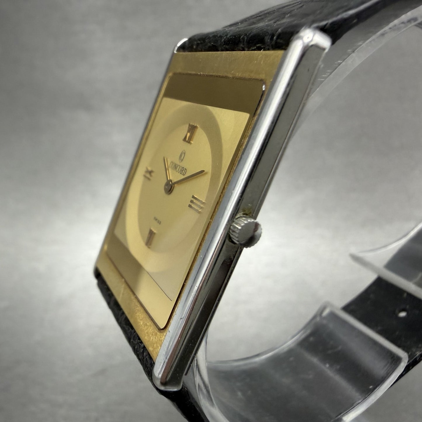 Concord Delirium Tank Watch Men 25mm Gold Dial Steel Rectangle 15-20-617 New Bat2