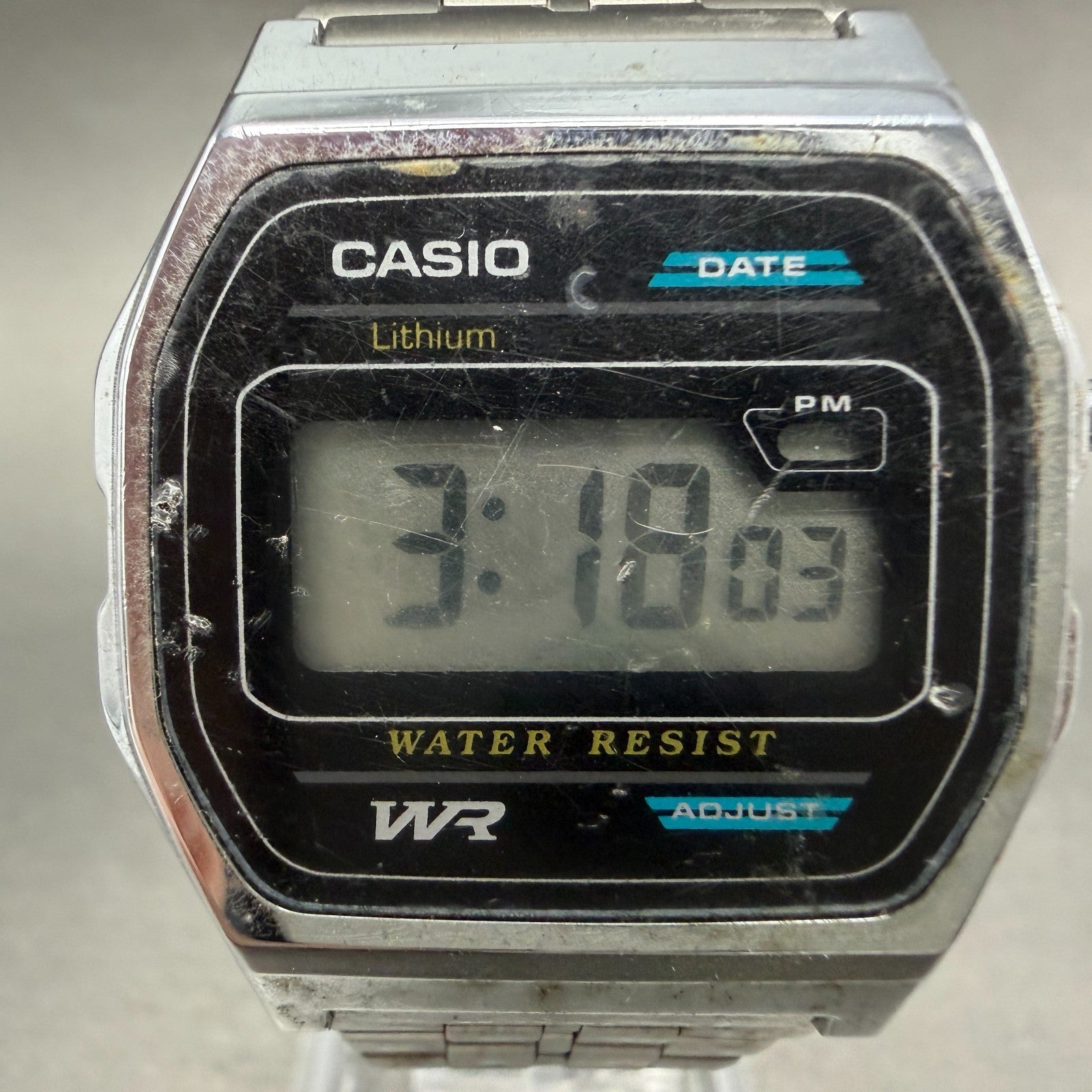 Casio B-614W Watch Men 34mm Digital Silver Tone Octagon Date New Battery1
