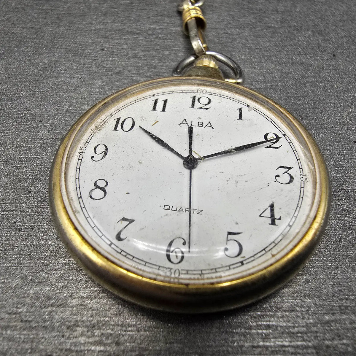 Seiko Alba Pocket Watch Men 36mm White Dial Gold Tone V131-0020 New Battery JDM2