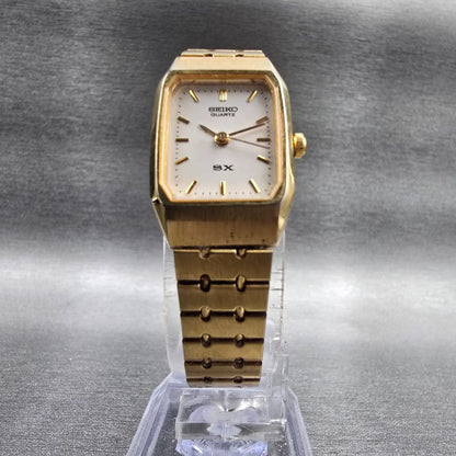 Seiko SX Tank Watch Women 17mm White Dial Gold Rectangle 2Y01-5D20 New Battery5