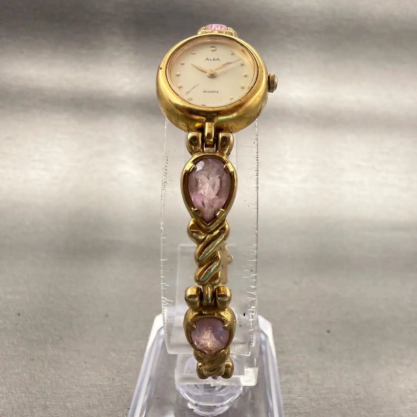 Seiko Alba Watch Women 18mm Cream Dial Gold Tone Oval V400-5150 New Battery VTG4