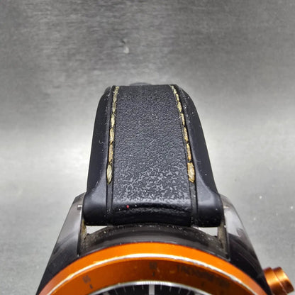 Fossil Chronograph Watch Men 43mm Black Dial Gray Tone Orange CH-2785 New Batt Q5
