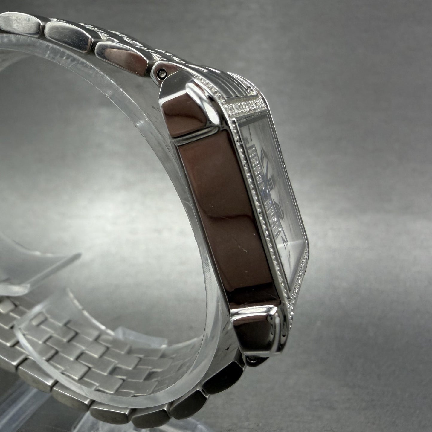 Croton Tank Watch Women 23mm MOP Dial Steel Diamond Bezel Rectangle New Battery3