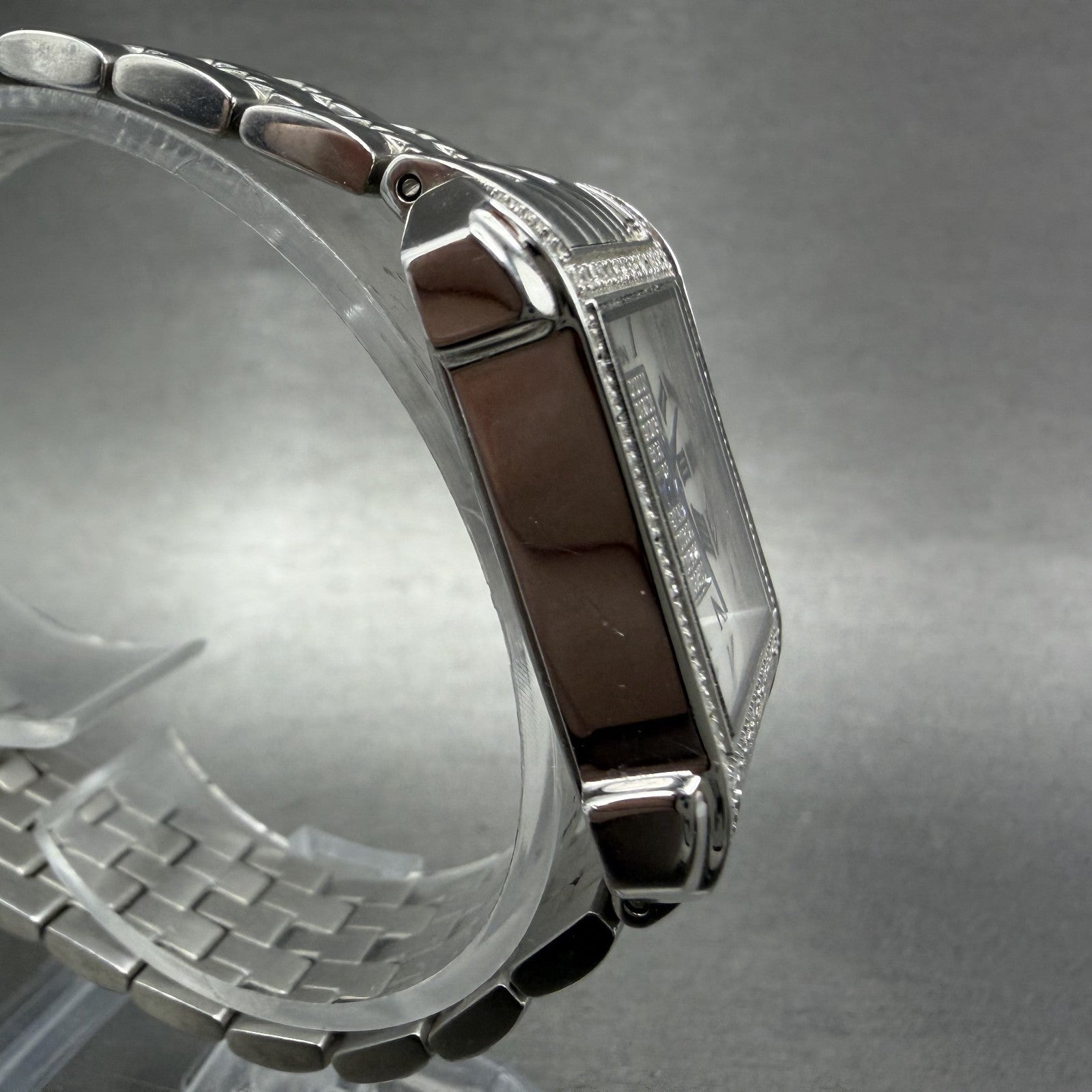Croton Tank Watch Women 23mm MOP Dial Steel Diamond Bezel Rectangle New Battery3