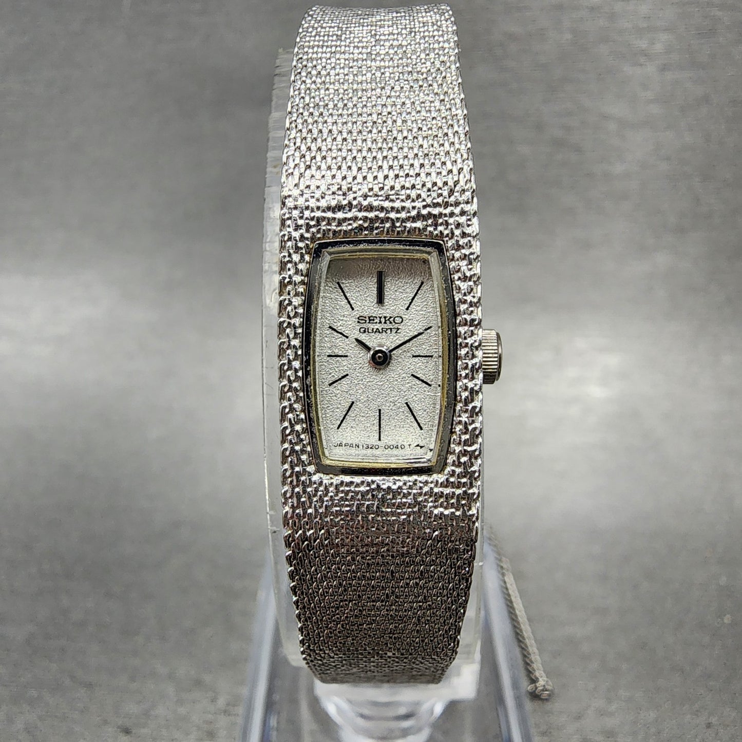 Seiko Tank Watch Women 12mm Silver Dial Silver Tone 13205039 New Battery0