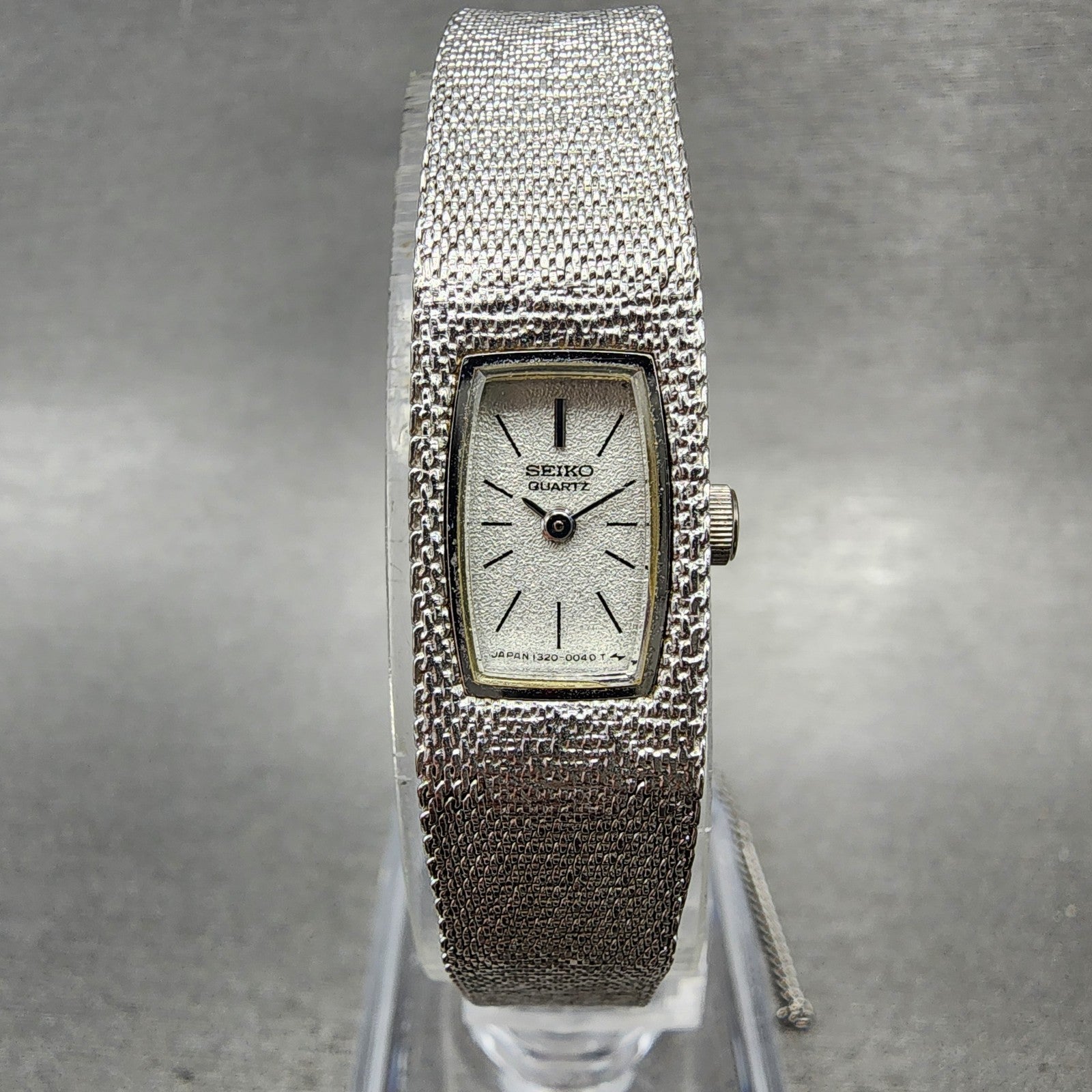 Seiko Tank Watch Women 12mm Silver Dial Silver Tone 13205039 New Battery0