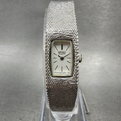 Seiko Tank Watch Women 12mm Silver Dial Silver Tone 13205039 New Battery0