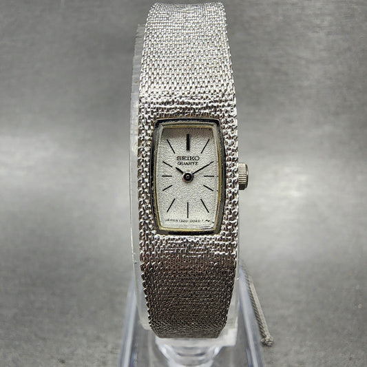 Seiko Tank Watch Women 12mm Silver Dial Silver Tone 13205039 New Battery0