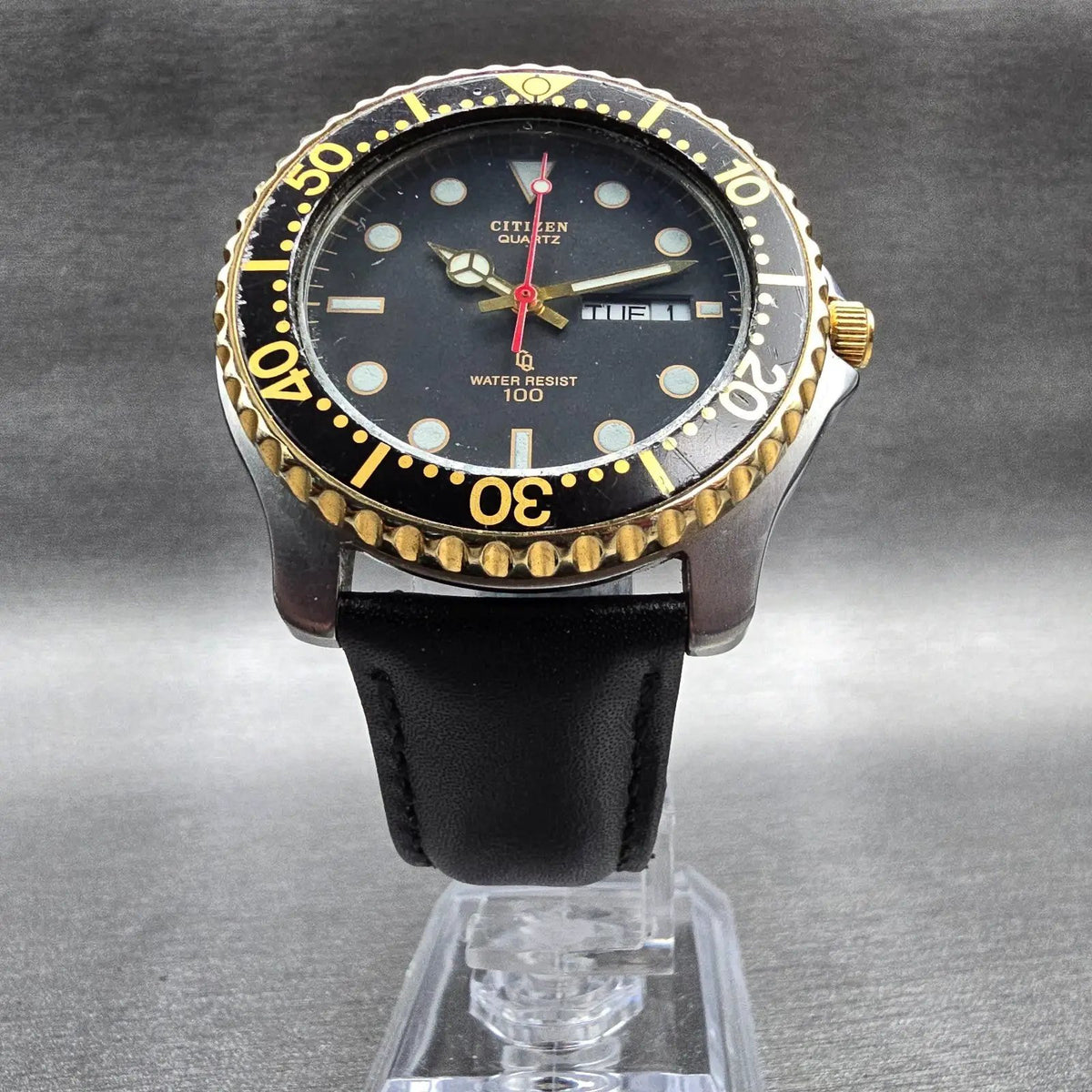 Citizen Dive Watch Men 40mm Black Dial Two Tone Daydate Round 6100-G03448 NewBat5