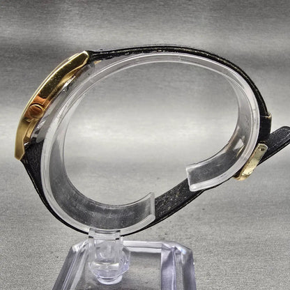 Citizen CQ Watch Men 32mm Black Dial Gold Tone Round 6031-K02716 New Battery VTG6
