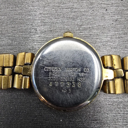 Citizen Watch Women 20mm Black Dial Gold Tone Round 3220-S38192 New Battery VTG10