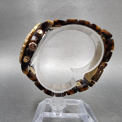 Michael kors Madison Watch Women 42mm Brown Dial Two Tone Date Chrono New Batt6
