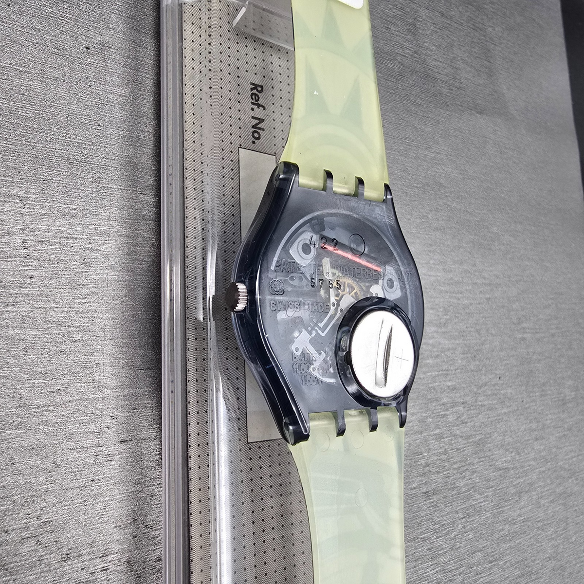Swatch Decoscraper Watch Men 34mm Silver Dial Black Case GP109 New Battery NOS12