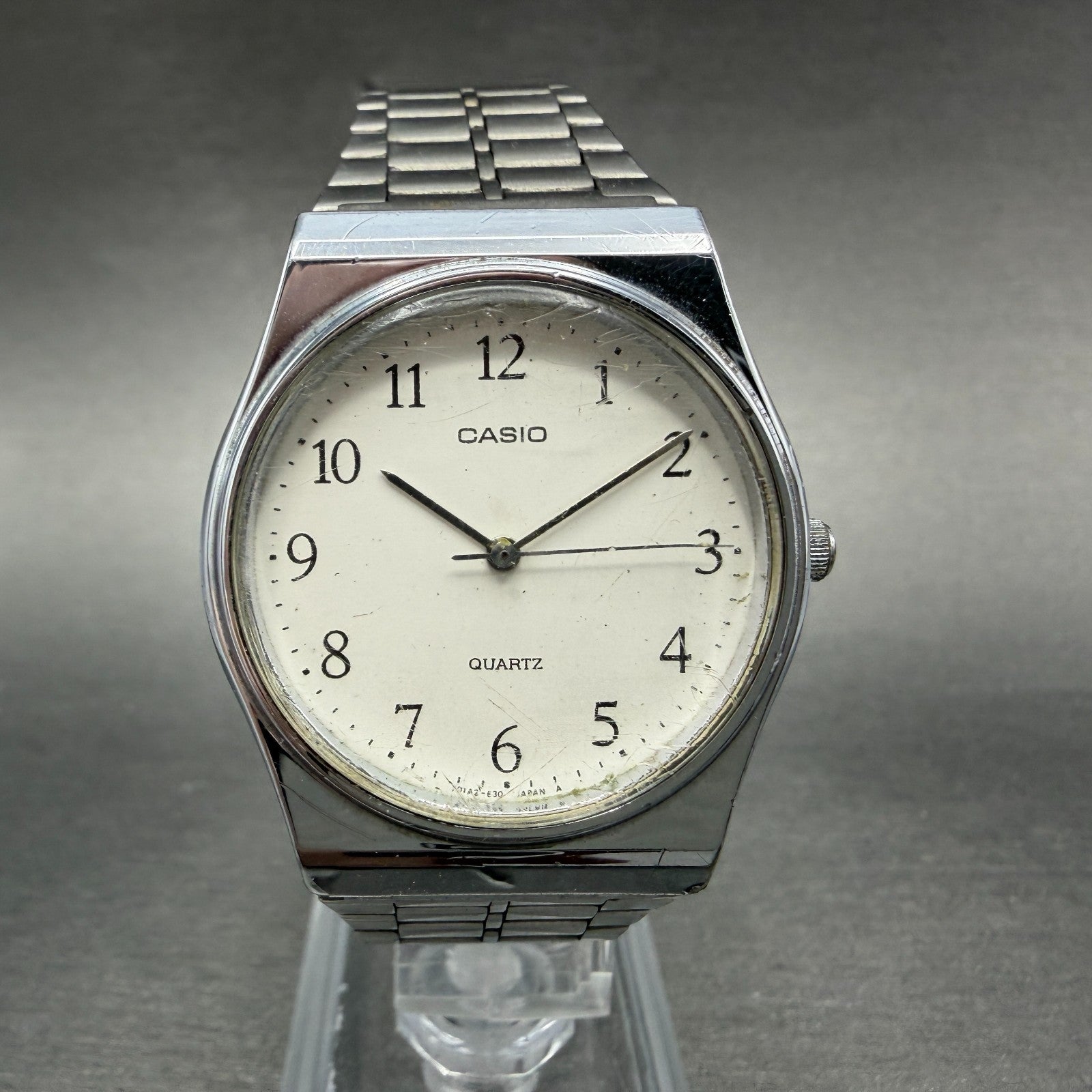 Casio MQ-336 Watch Men 33mm White Dial Silver Tone Round New Battery Vintage0