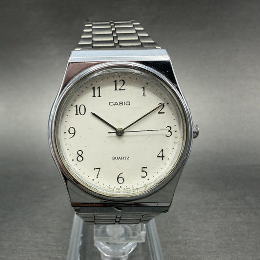 Casio MQ-336 Watch Men 33mm White Dial Silver Tone Round New Battery Vintage0