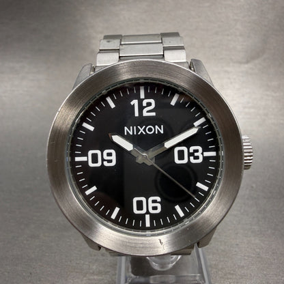 Nixon The Private Watch Men 42mm Black Dial Silver Tone Round Bracelet New Batt0