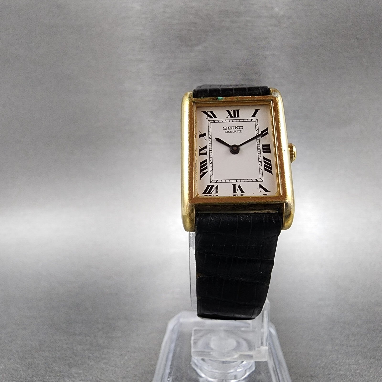 Seiko Tank Watch Women 19mm White Dial Gold Tone Rectangle 47003009 PARTS6