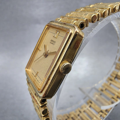 Seiko Tank Watch Women 17mm Champagne Dial Gold Tone 12215700 New Battery2