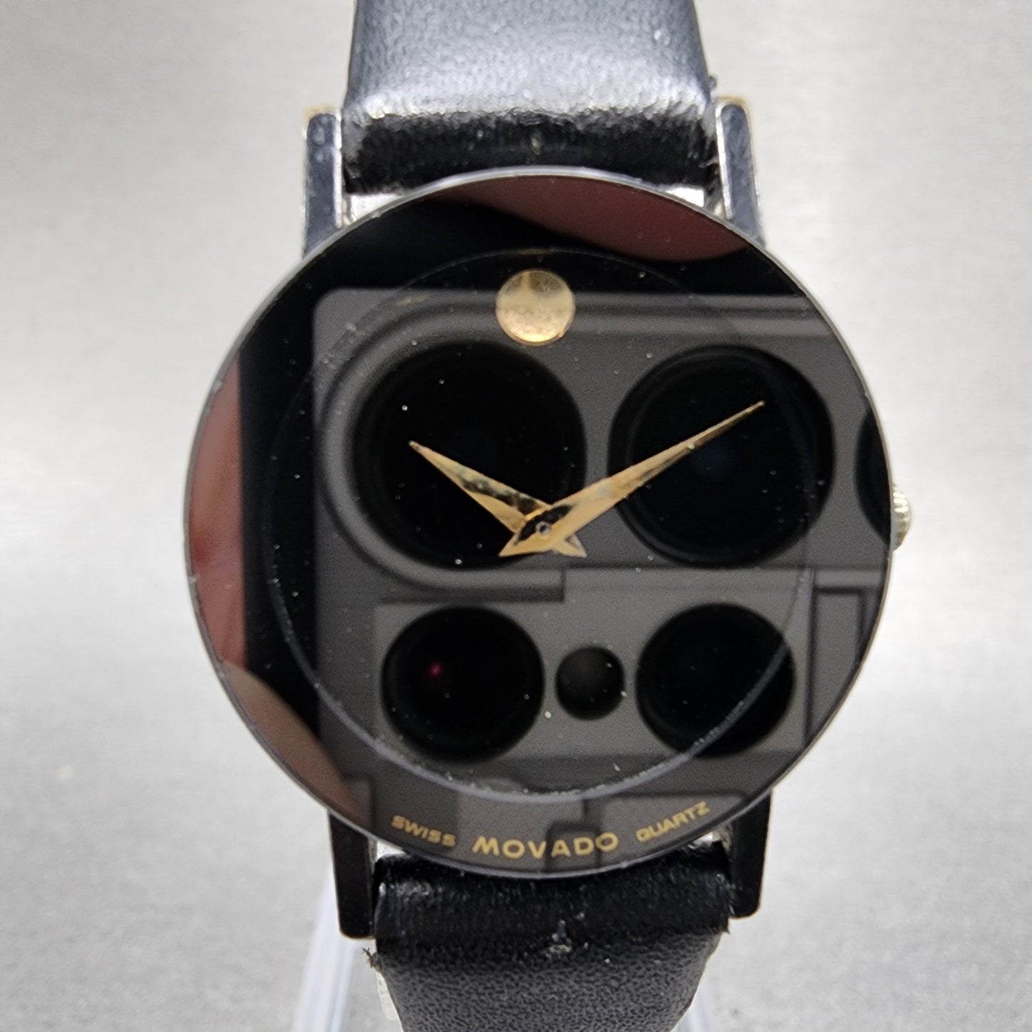 Movado Museum Watch Women 25mm Black Dial Black Tone Round 8725881 New BattA111