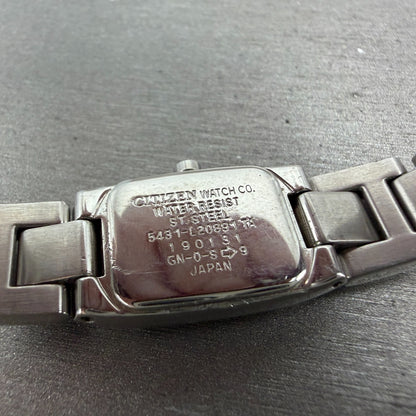 Citizen Wicca Watch Women 15mm Blue Dial Silver Rectangle 5431-L20891 New Batt9