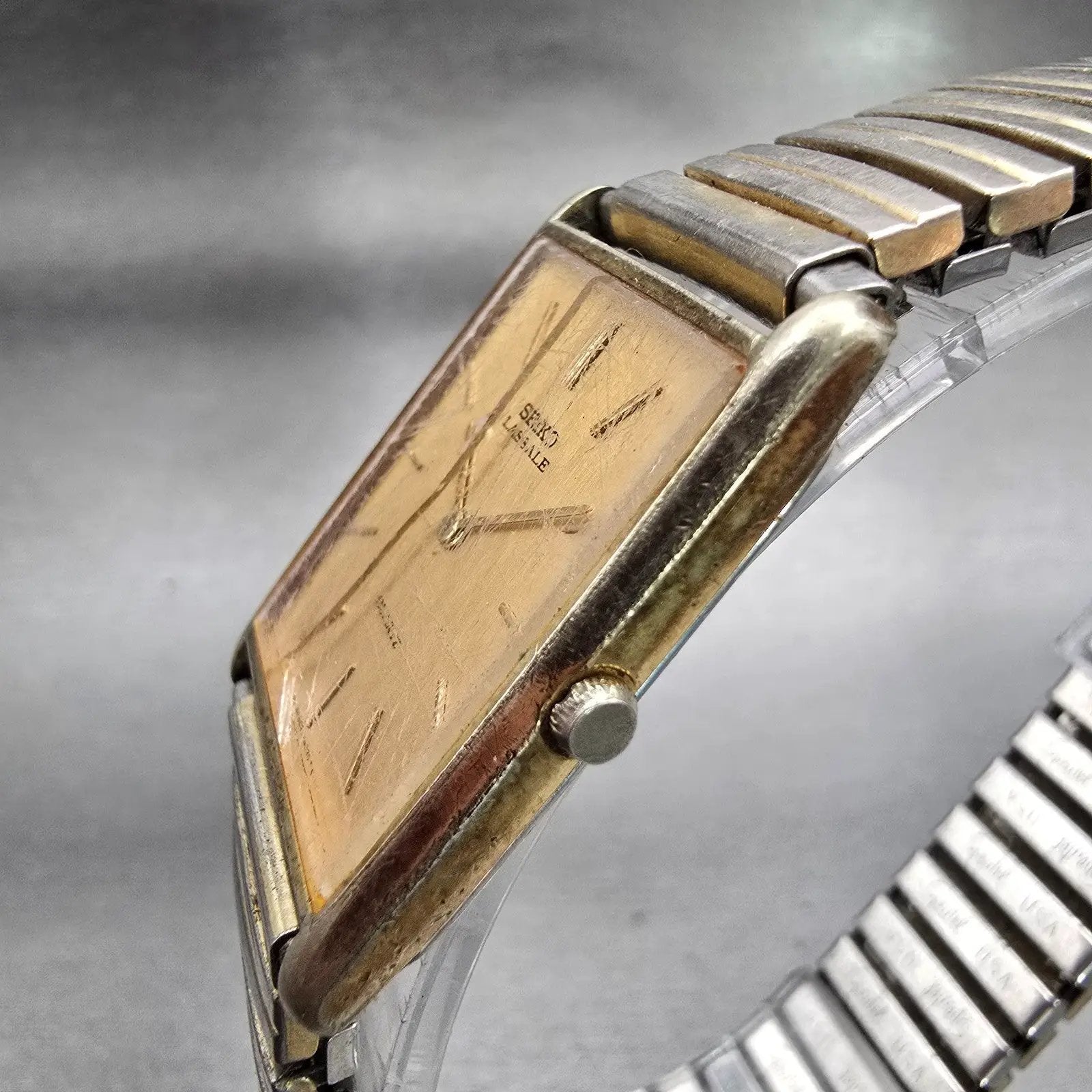 Seiko Lassale Watch Men 25mm Gold Dial Gold Tone VTG 6020-5059 New Battery READ2