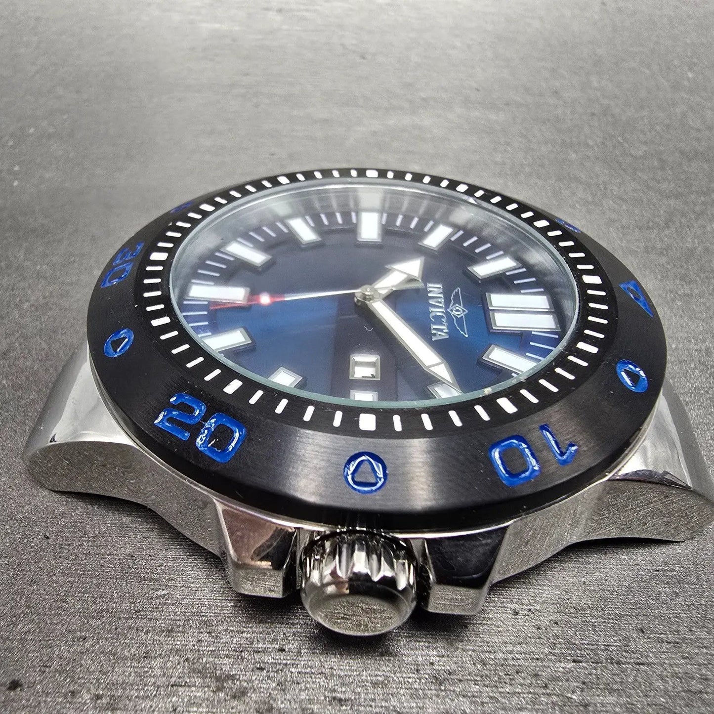 Invicta Pro Diver Watch Men 52mm Blue Dial Silver Tone Date 23482 New Battery5