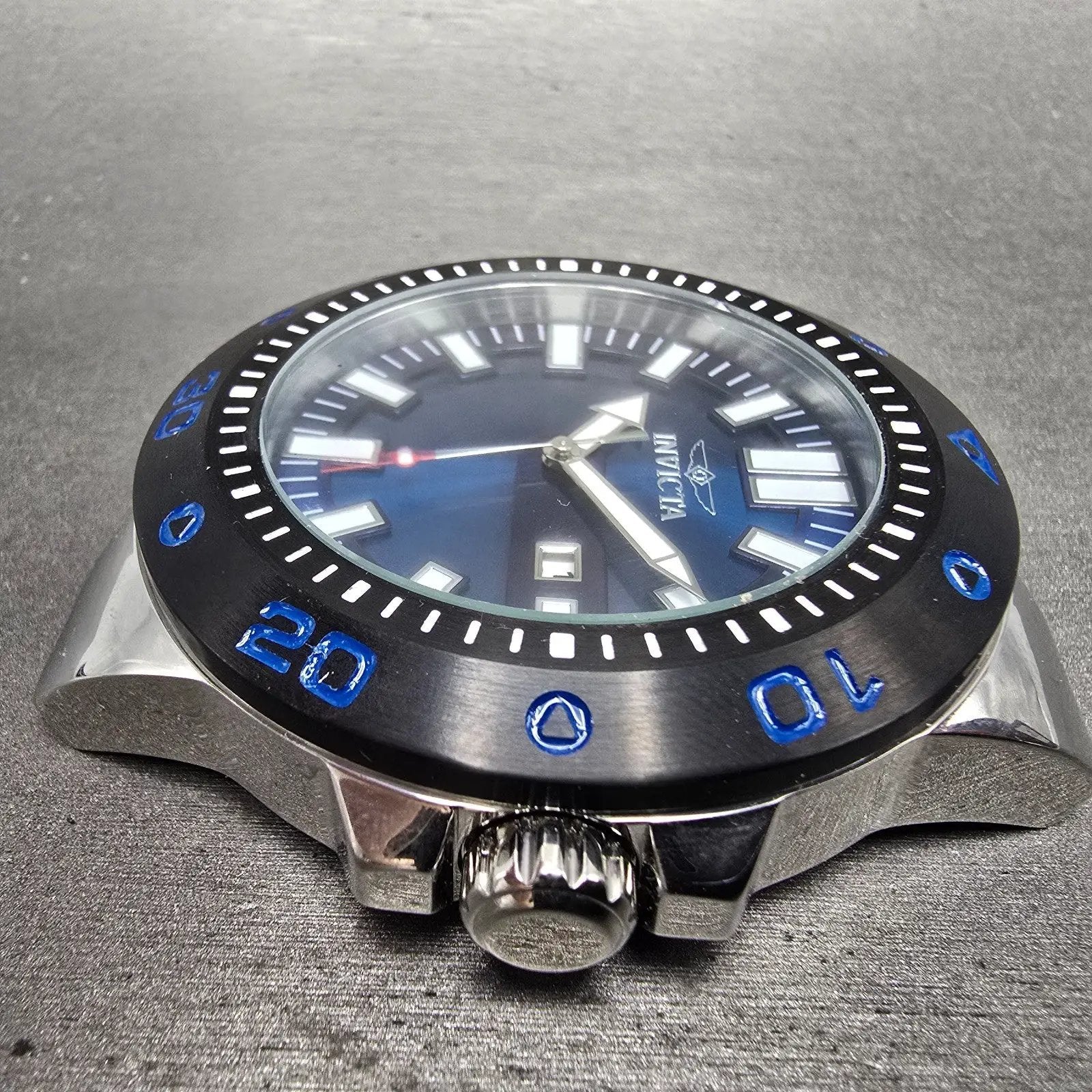 Invicta Pro Diver Watch Men 52mm Blue Dial Silver Tone Date 23482 New Battery5