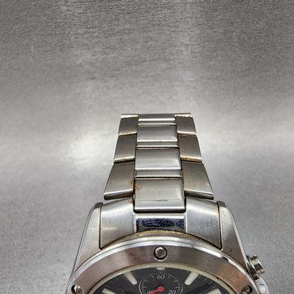 Orient Chronograph Watch Men 40mm Black Dial Silver Tone Date READ!!!!! New Batt4